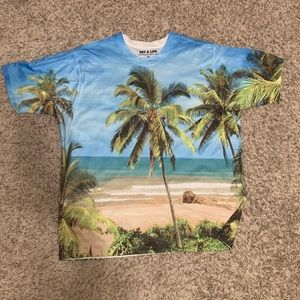 🏝 🌴 Get A Life Palm Tree Beach Shirt Short Sleeve 100% polyester Men’s XL